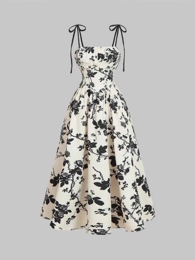 New Womens Print Spaghetti Strap Dress Summer Fashion Elegant Casual Office Party Casual Dresses For Women Robe Femme Vestidos X260306