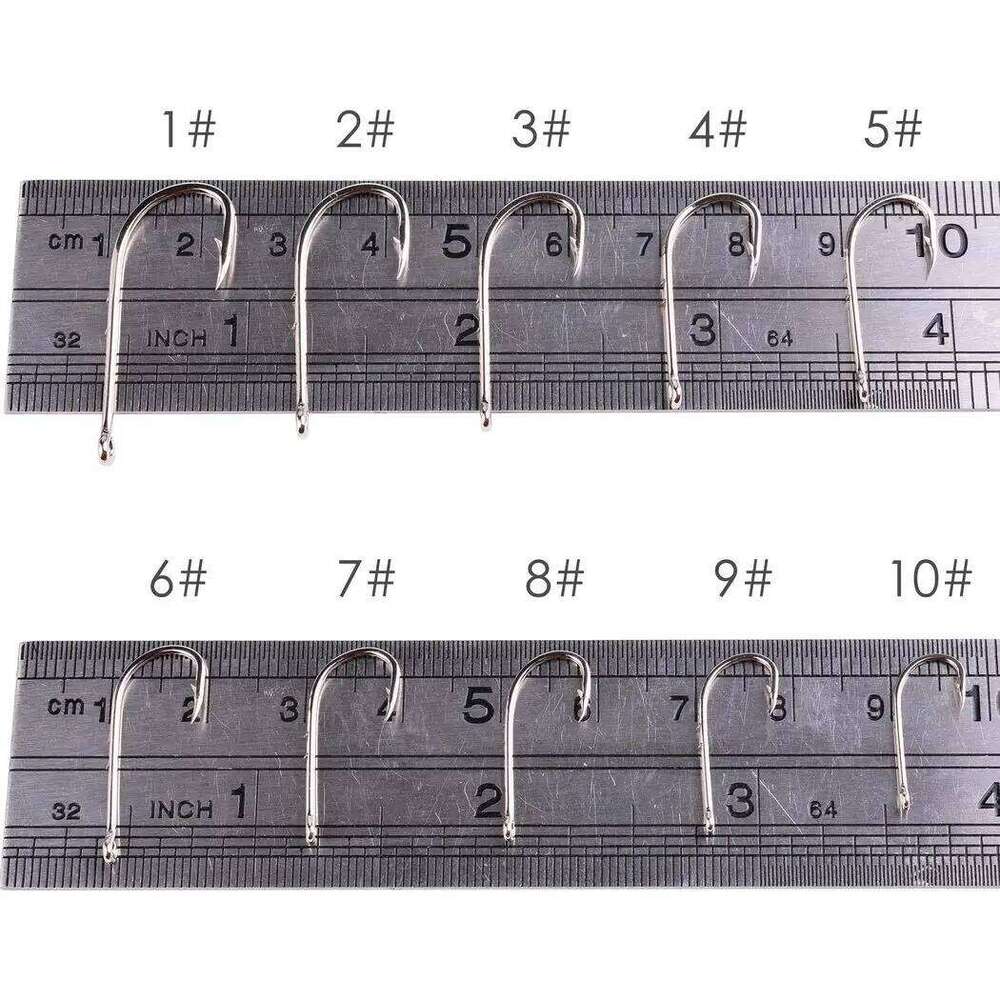 50pcs/box Long Shank 1#-12# High Carbon Steel Fishing Hooks Set Sharp Barbed Offset Narrow Bait Hook Fishhook Y260305