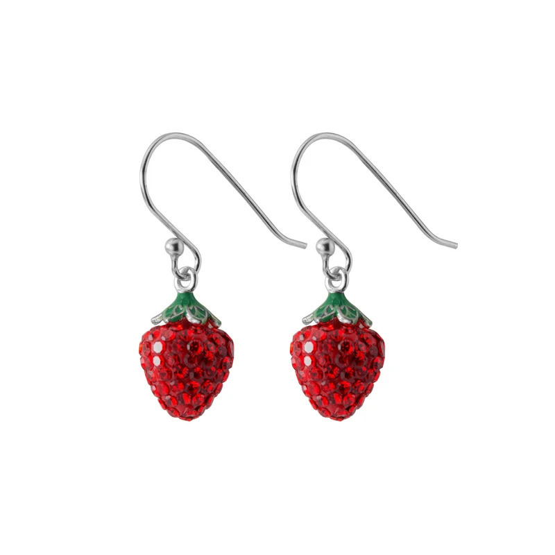 Modian Bright Crystal Strawberry Drop Earrings Charm Trendy Real 925 Sterling Silver Korean Dangle Earrings For Women Jewelry 260303