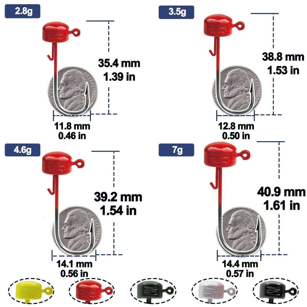 9KM Ned Rig Jighead Jig Heads Hooks 5pcs Weedless Shroom-Shaped Weight Head for Crappie Bass Fishing Lure Freshwater S260305