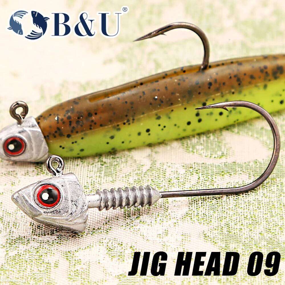 B&U 3D Eye 3/0 4/0 Jig Head Hooks Spinner Soft Plastic Baits, Freshwater Saltwater Fishing Tackle for Bass Pike S260305