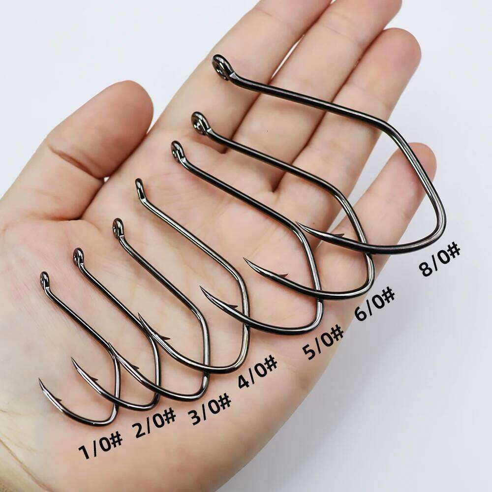 ZYZ 4~11pcs/Bag Black Bkk Size 1/0#-8/0# High Strength Catfish Fishing Hooks Freshwater Fishhooks S260305