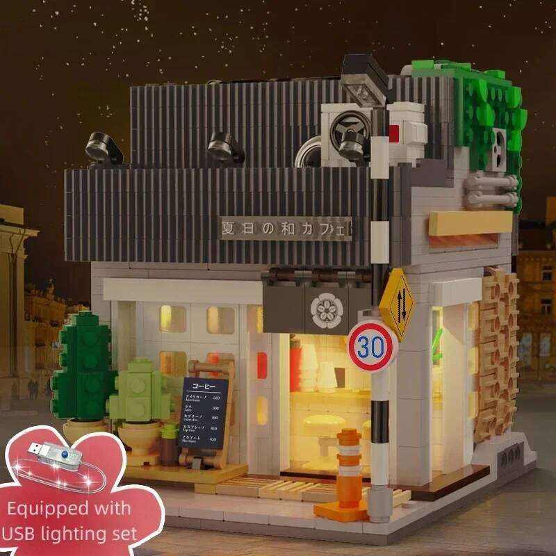 Japanese Street View Building Blocks Tea Bun House Cafe Store Architecture Model Bricks Kids DIY Toys Holiday Gifts Z260305