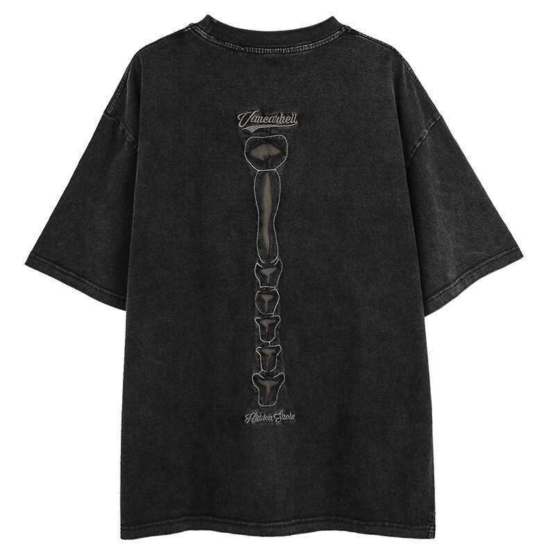 Men's Summer European American Dark High Street Fashion Brand Ins National Trend Vintage Skull Short Sleeve T-Shirt for Men and Women