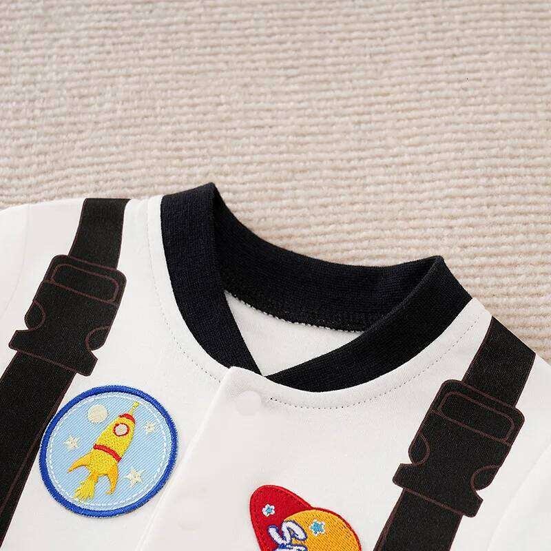 Long Sleeve Newborn Toddler Spring Autumn Astronaut Boys Cartoon Printed Clothes 0-18 months Romper Cotton Baby Jumpsuit Z260306
