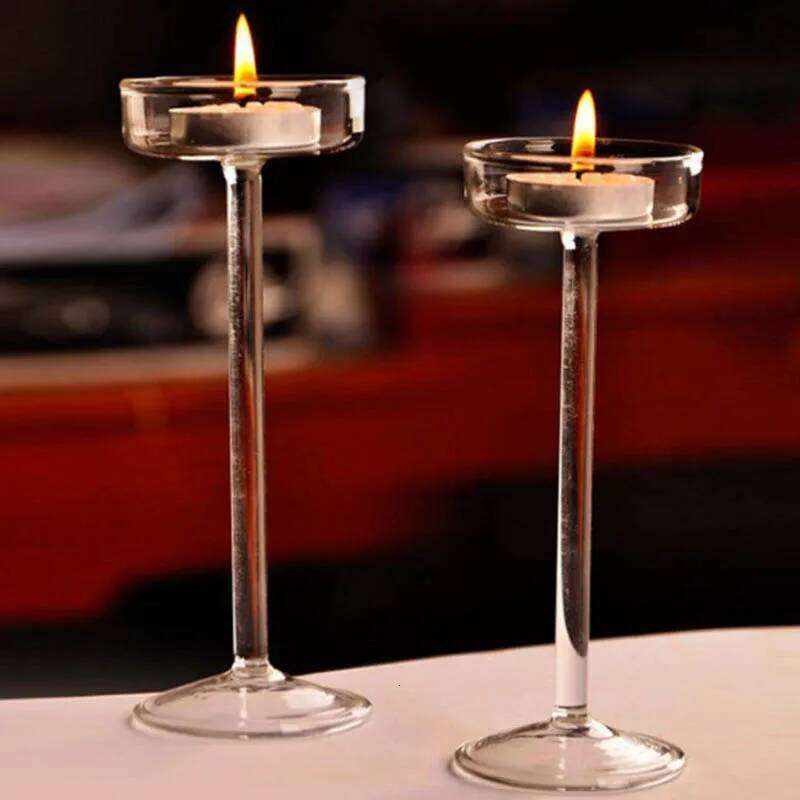 European High Candlestick Glass Candle Wedding Table Centerpiece Crystal Holder Setting Romantic Dinner Decoration XJ260305