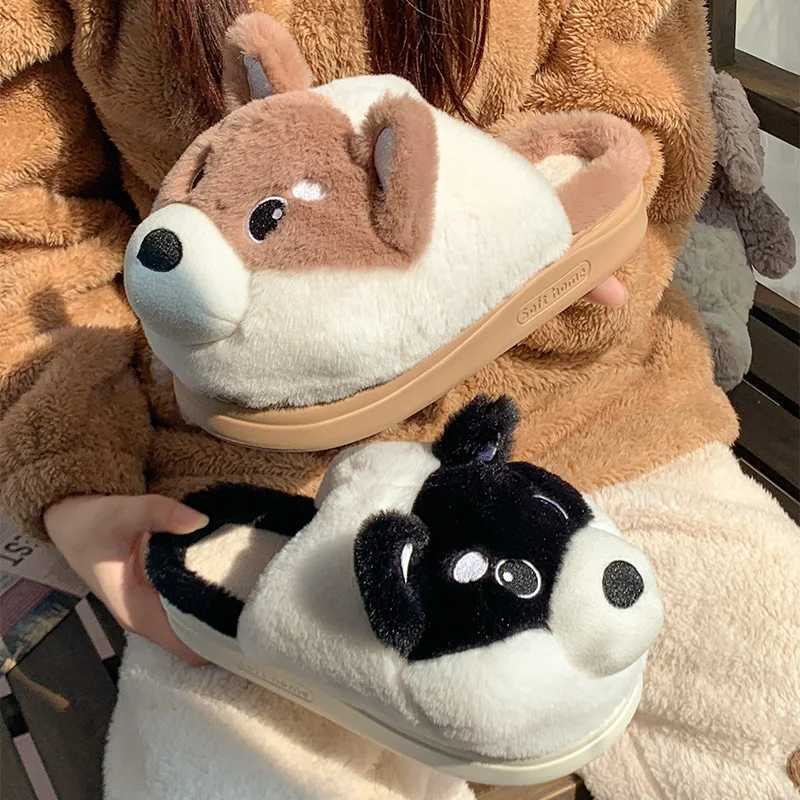 Cotton slippers womens winter bag with new cute fur and plush thick sole anti slip warm cotton shoes mens winter S260305