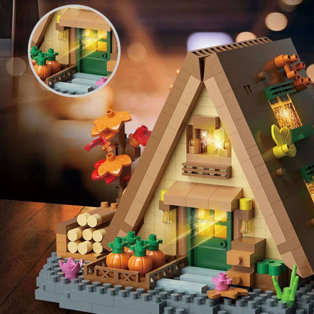 Creative street view model building blocks forest puzzle windmill tree house decoration toys Z260305