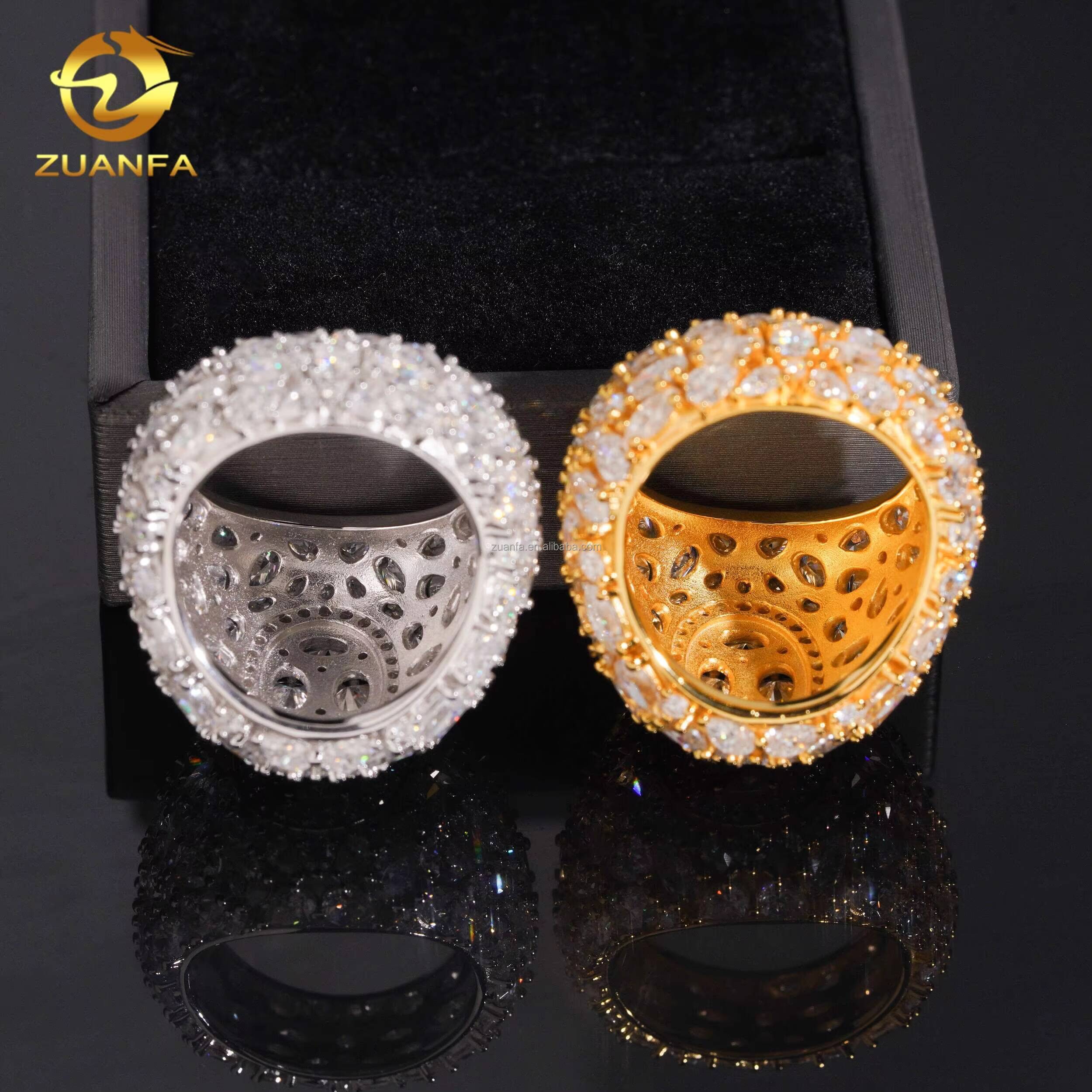 New Arrivals Bulk Stock Fashion Fully Iced Out Hip Hop OvalMarquisePear Vvs Moissanite Diamond 925 Sterling Silver Man Ring