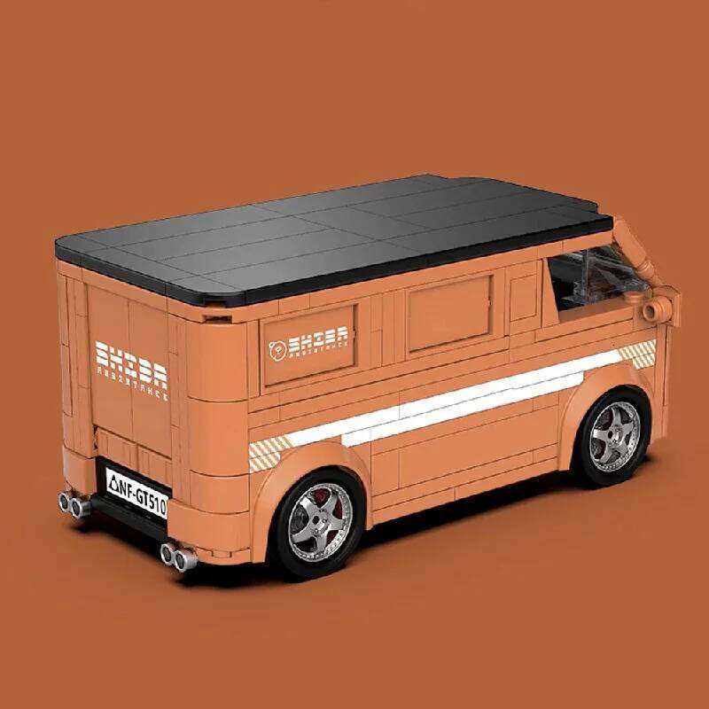 336PCS Technik Orange Van Car Building Blocks Set Modular Assembled Block Vehicle Model Kit Creative Toys Adult Gifts Z260306