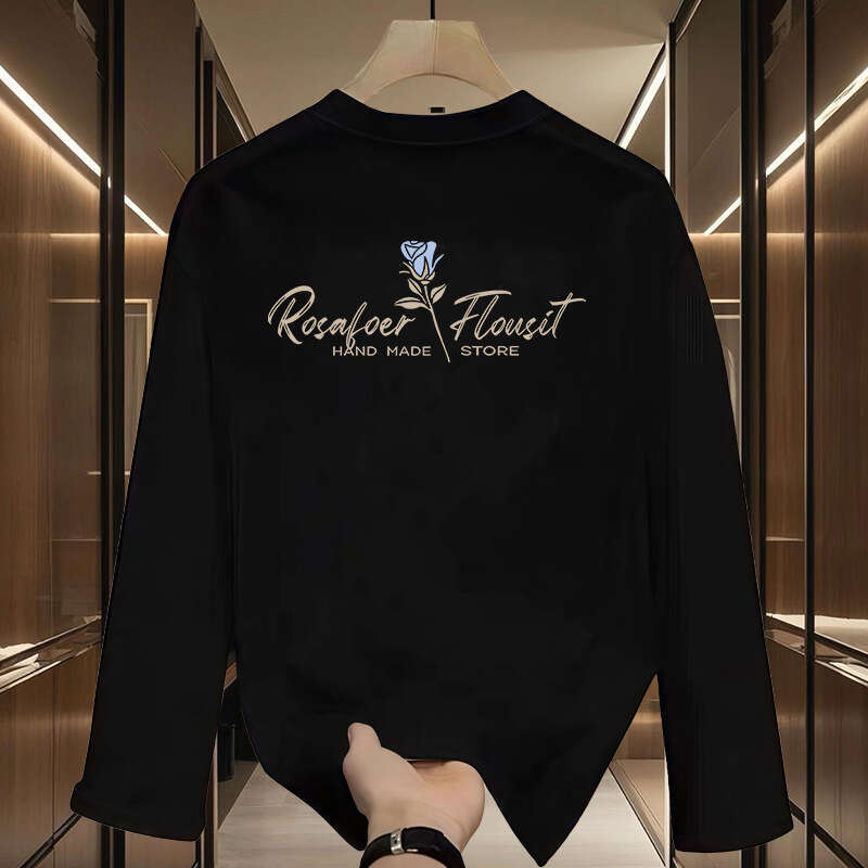 Spring and autumn pure cotton long-sleeve t-shirt for men, trendy brand ins style, printed large size loose-fitting base shirt