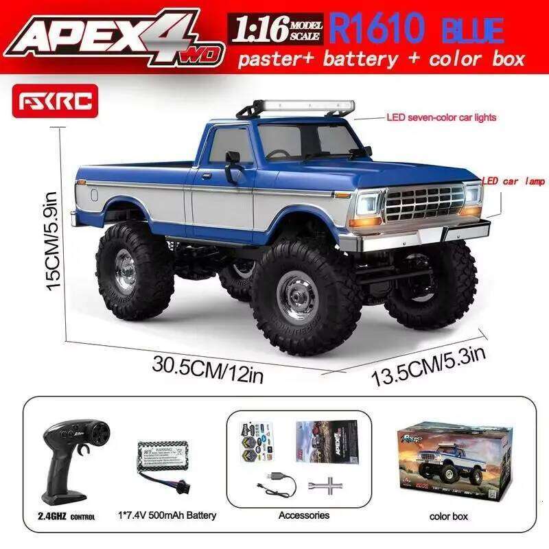 1:16 HBToys Car R1611 4x4 Off-Road Full Functionality Alloy Drive Shaft with Realistic LED Roof Light RC Crawler Vehicle C260305