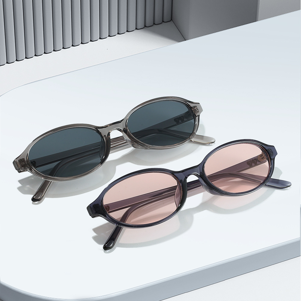 25 New European and American Oval Frame Nerd Fake No-Makeup Personality Retro Heart-Shaped Temple Sunglasses UV Protection