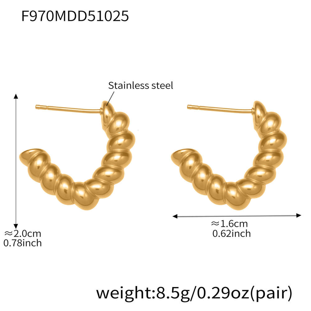 French Minimalist Twisted C-Shaped Hoop European and American INS Style Versatile Personality Earrings for Women