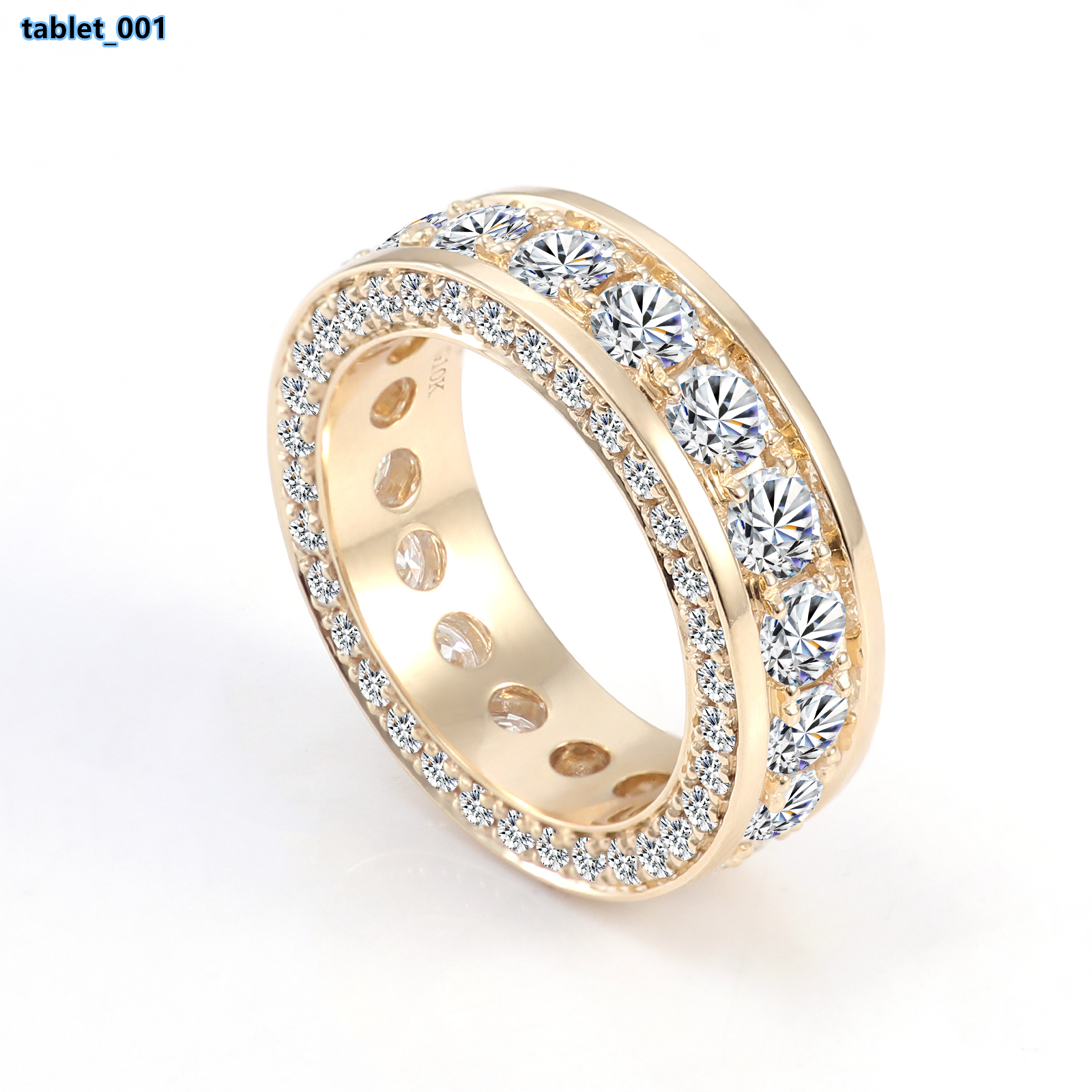 Luxury Style Men Jewelry 10K Yellow Gold Round Brilliant Cut Moissanite Eternity Rings Fine Jewelry Perfect Wedding Ring for Men
