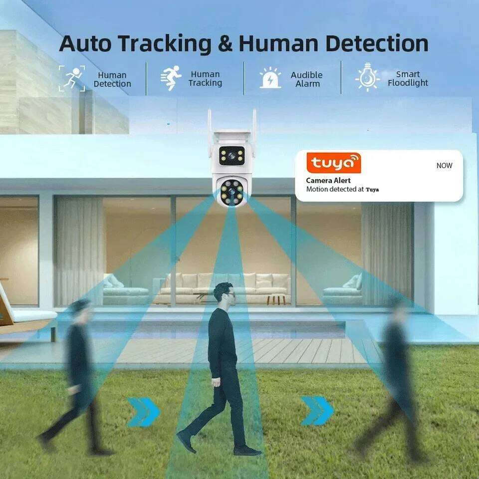 Tuya Wifi IP 8K with Alaxa Google assistant NVR Lens Camera PTZ Outdoor 4K Dual Screen Auto Tracking Night mod 26W0306