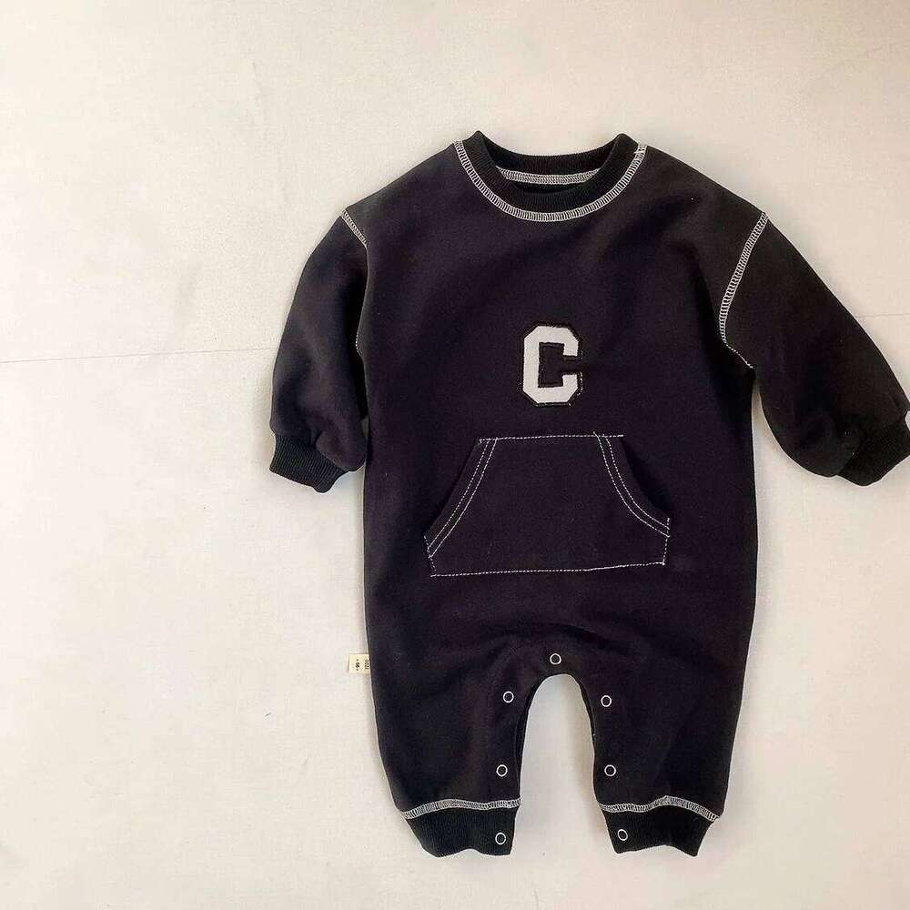 2025 Autumn New Baby Long Sleeve Romper Boy Girl Newborn Fashion Letter Print Jumpsuit Cotton Infant Casual Clothes 0-24M Z260306