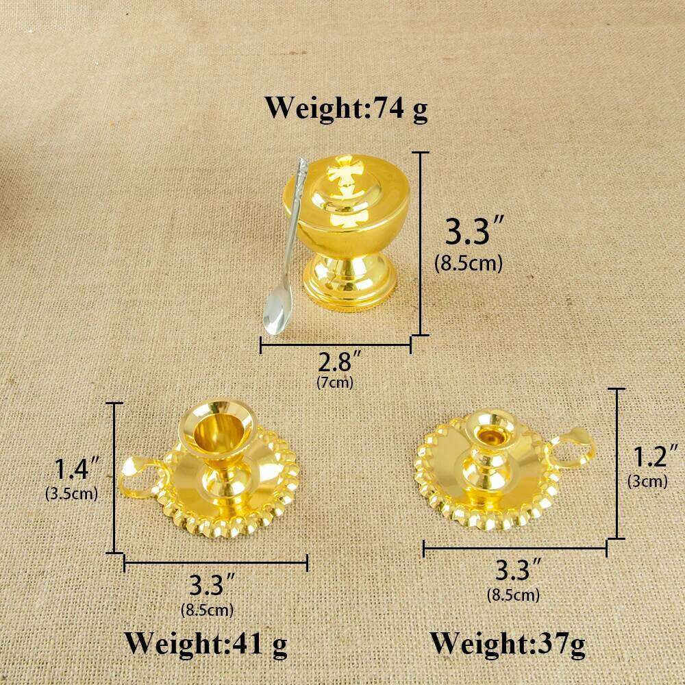 HTISOK Holy Water Bottle Gold Plated Communion Cup Religious Ceremonial Supplies Alloy Durable Church Rituals Use XJ260305