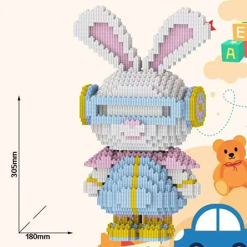 33CM Mini Colorful Rabbit 3D Model small particles Building Block Assembly Toy Cute Small Particle Puzzle Ornaments Kids Gift Z260305
