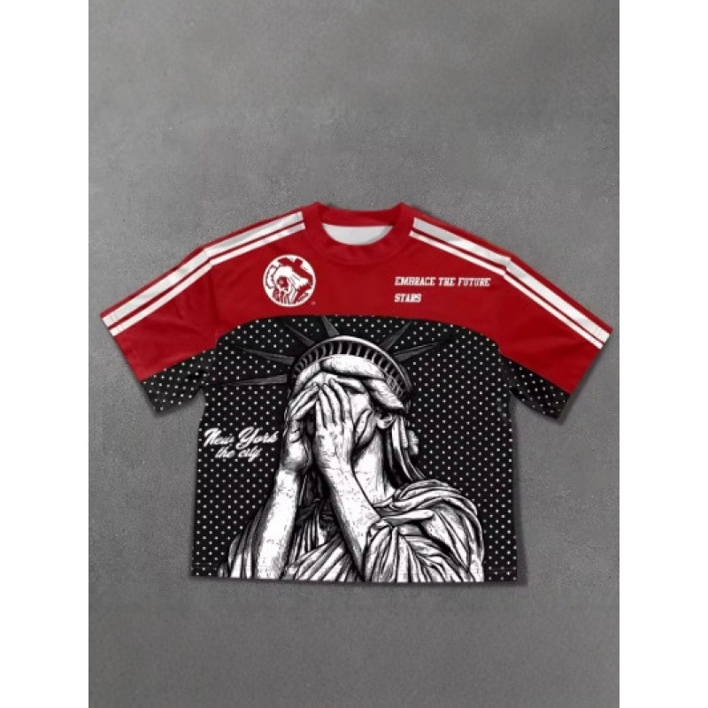 New style 3D Men's Crew Neck Casual Short-Sleeve T-Shirt Soft and Breathable with Digital Patterns Suitable for Outdoor Leisure