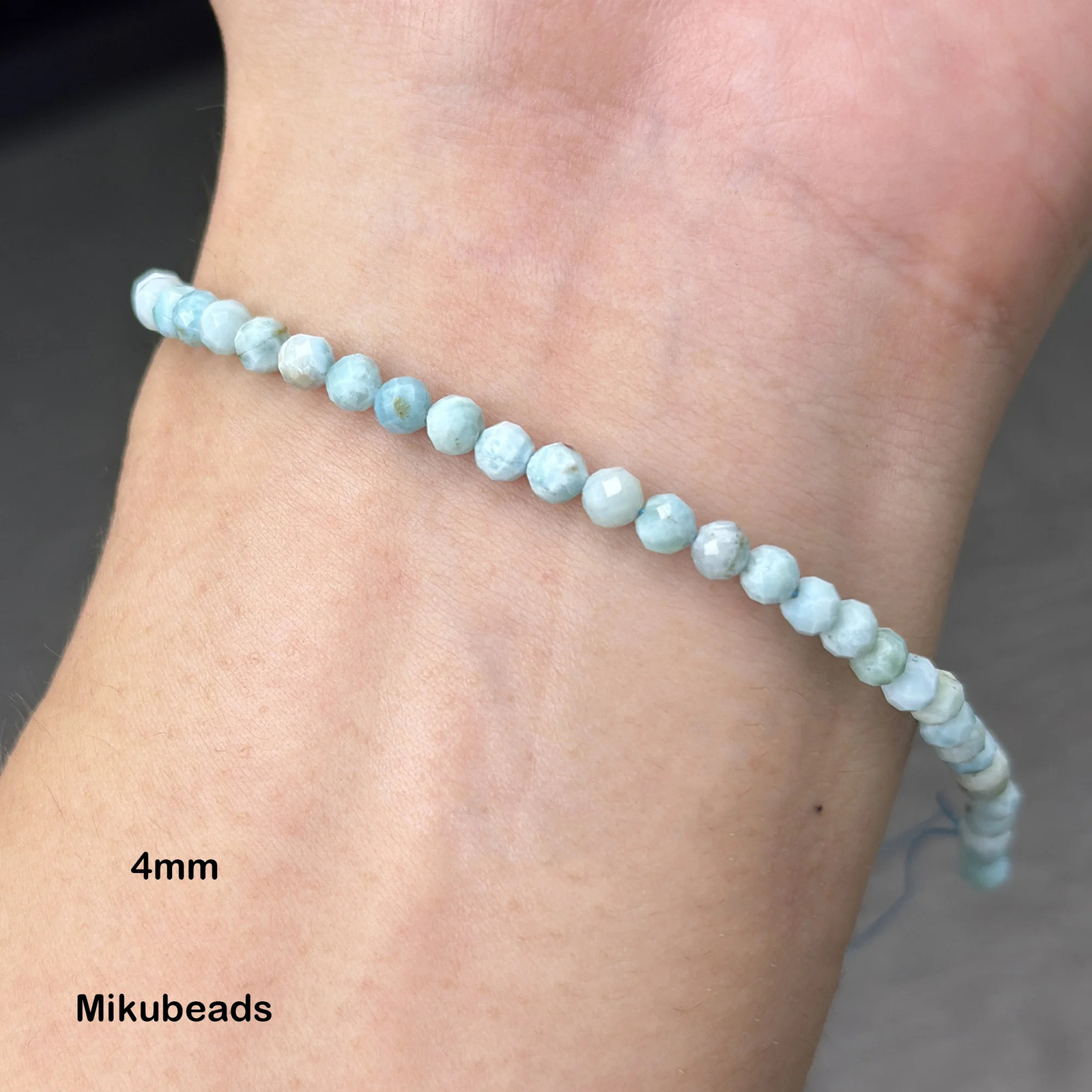 Wholesale Natural m 4mm A Larimar Faceted Round Loose Beads For Making Jewelry DIY Stone Necklace Strand Mikubeads 260302