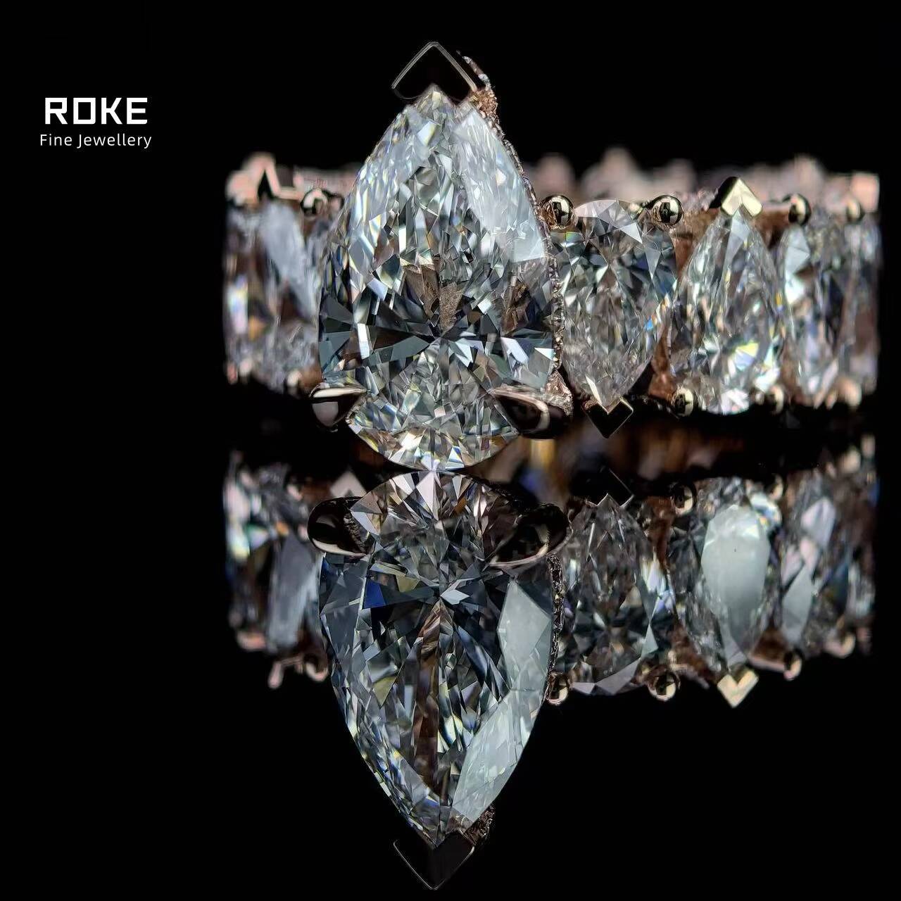 Custom Icy D Color VVS Teardrop Lab Diamond Ring 9K-18K Gold/Platinum - IGI/GIA Certified Hip Hop Engagement Jewelry