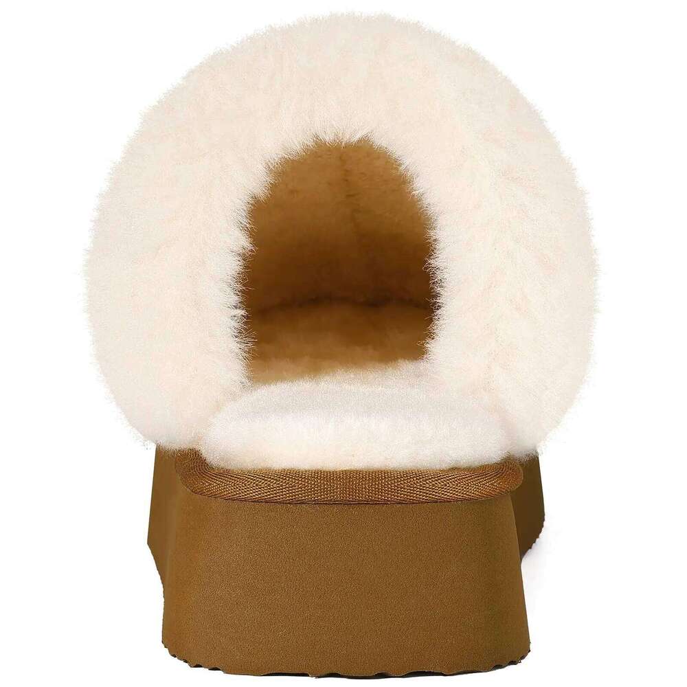 Litfun Winter Fluffy Women's Platform Non-slip Home Slides Warm Cotton Shoes Soft Sole Plush Lining Cozy Women Slippers