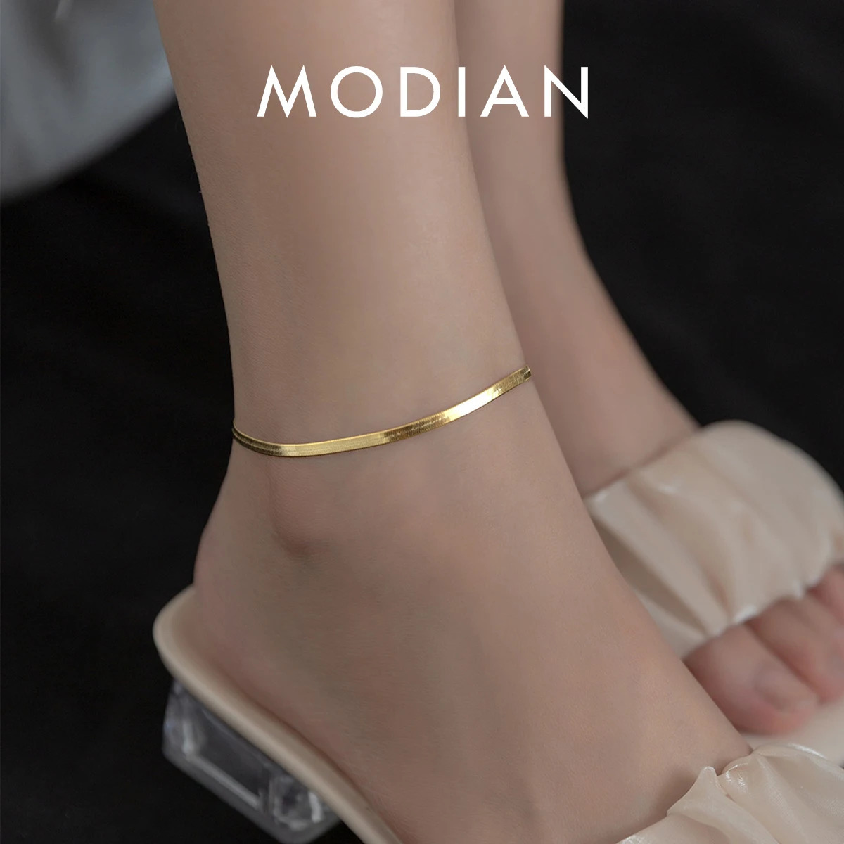 Modian Foot Jewelry Anklet Simple Snake Exquisite Bracelet For Women Real 925 Sterling Silver Anklets For Women Party Gifts 260304