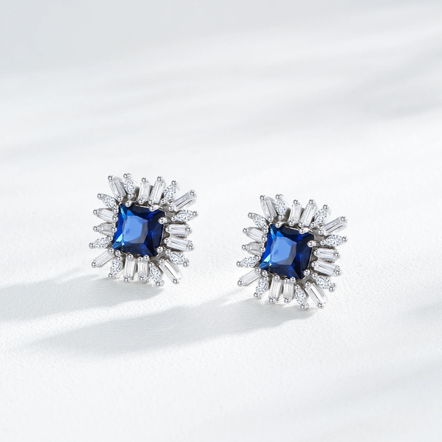 Ailmay Elegant 925 Sterling Silver Retro Blue Square Zircon Earrings Perfect Holiday Or Anniversary Gift For Women 260303