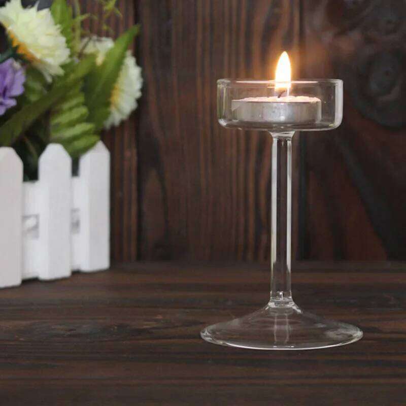 European High Candlestick Glass Candle Wedding Table Centerpiece Crystal Holder Setting Romantic Dinner Decoration XJ260305