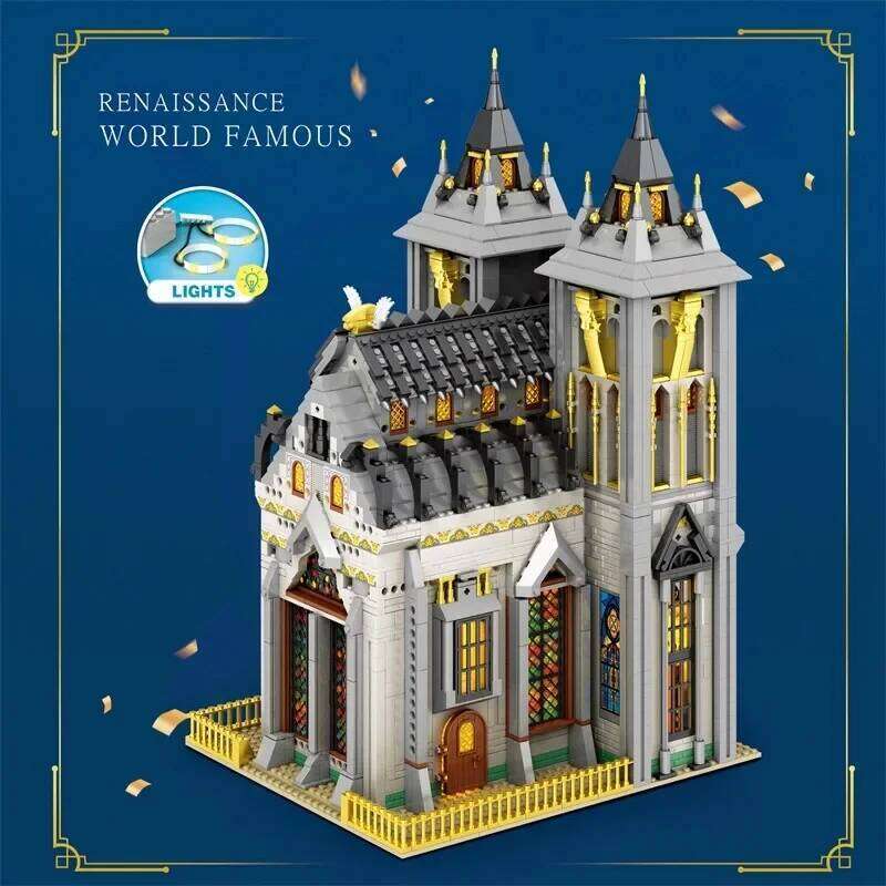 3468PCS Medieval Church Blocks European Street View Building MOC Bricks Model Desktop Decoration Toys For Children Gift Z260306