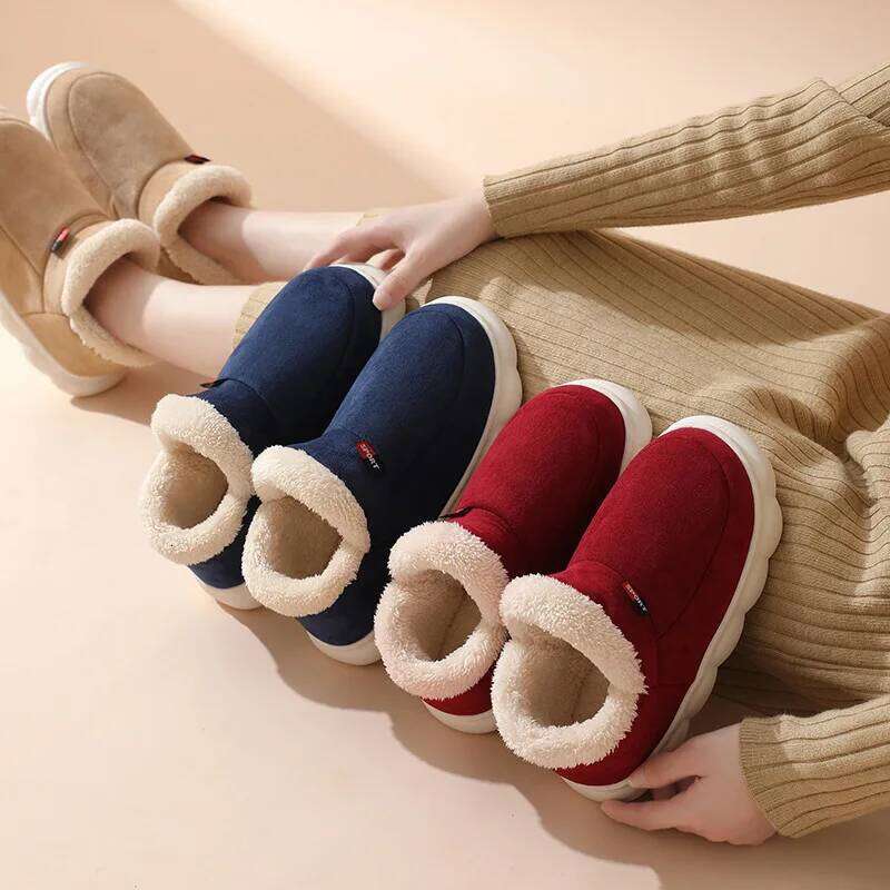 Litfun Short Ankle Women's Fluffy Plush Lined House Slippers Men Winter Warm Boots For Indoor Outdoor Non-Slips Shoes