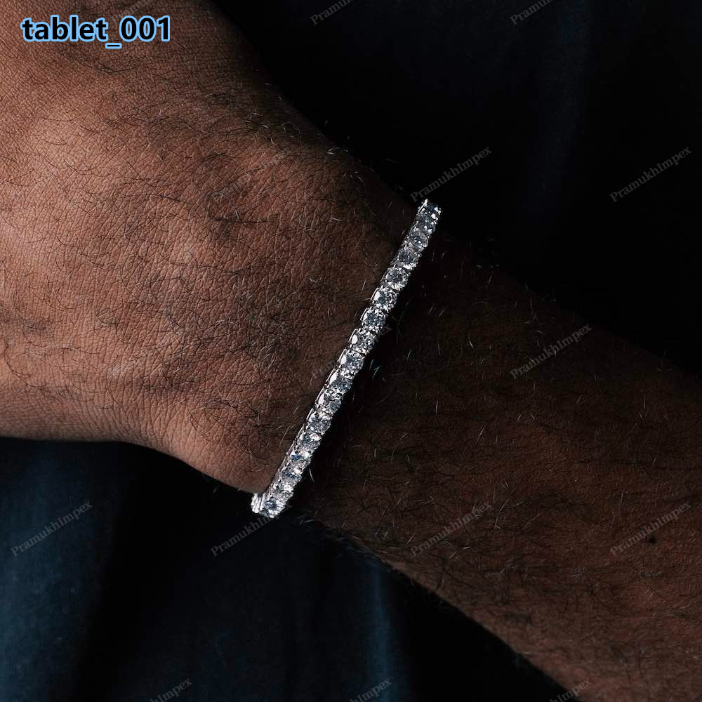 High-quality Moissanite Tennis Bracelet 4mm 65inch Iced Sterling Silver Men Hip Hop Jewelry Party Wholesale Price