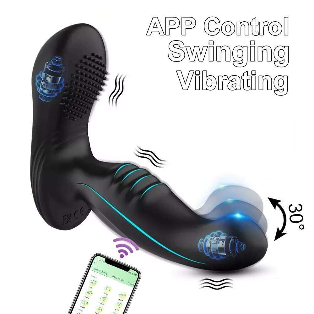 APP Control Male Wiggle Massager Vibrator Butt Plug Tickling Prostate Stimulator Anal Buttplug Sex Toys For Men 18 W260305