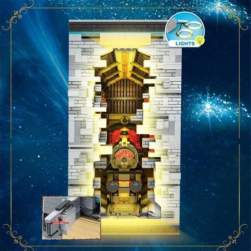 3060PCS Train Station Magic Bookend MOC Model Building Blocks Creative Street View Assembly Bricks Set With Light Kids Toys Gift Z260306