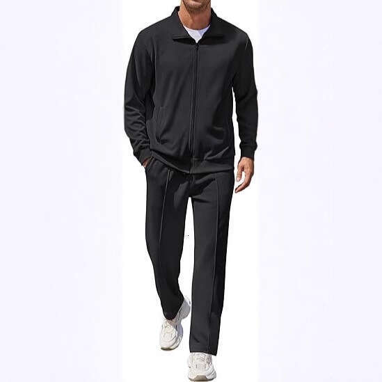 Casual Sports 2026 Autumn/Winter European and American Men's Fashion Cardigan Turn-down Collar Youth Two-piece Suit for Men