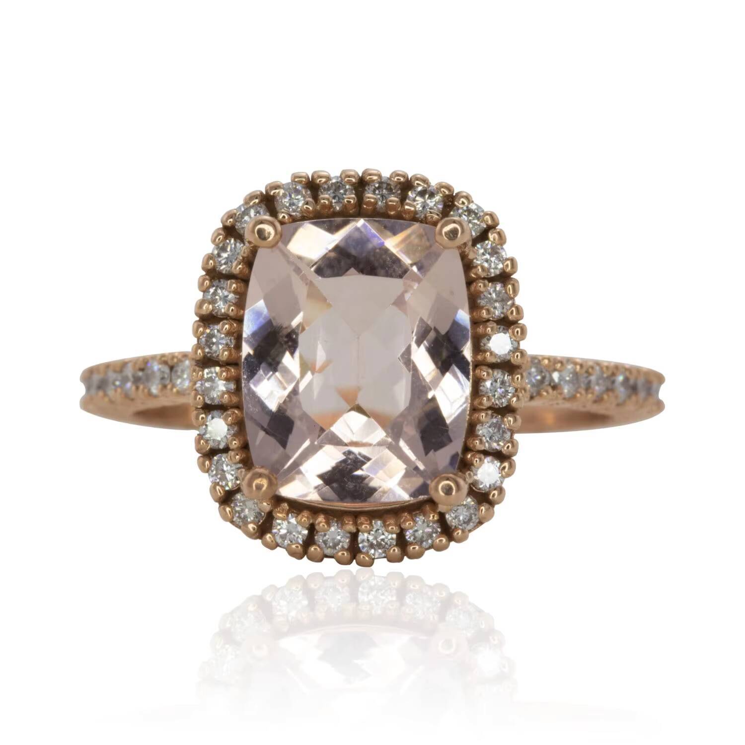 Porganite Antique Square Morganite Neil Mane Ring Rhodium Plated Durable for Wedding and Party Kay Jewelry