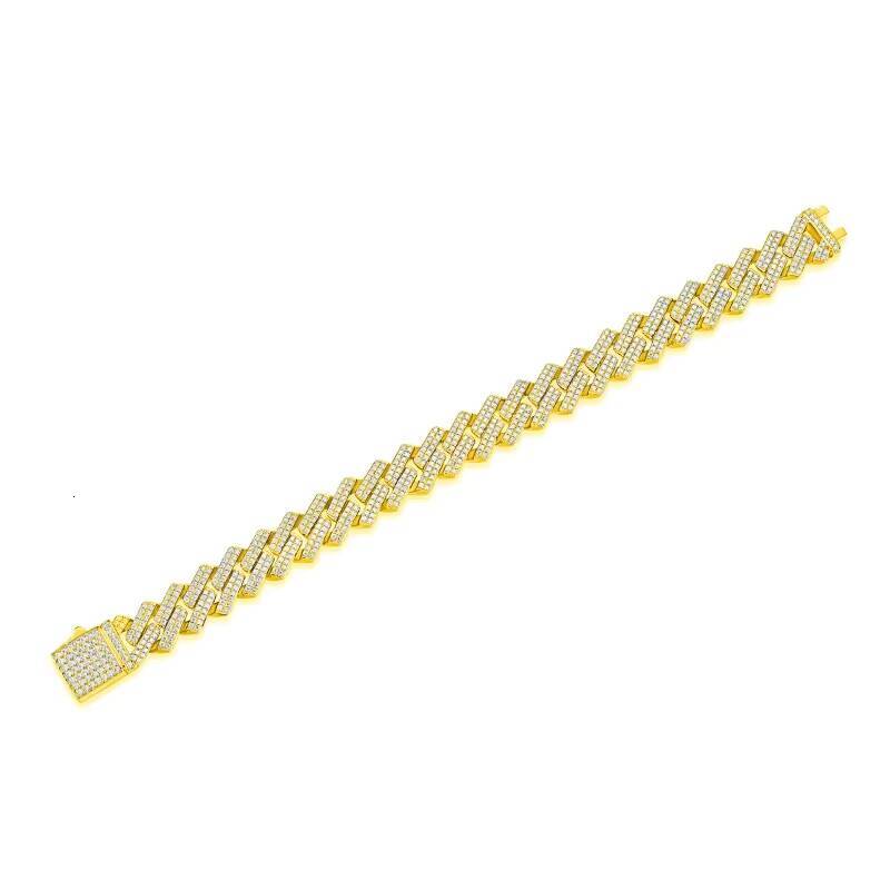 New Hip-hop Cuban Chain Diamond Moissanite Bracelet Mens Jewelry Cuban Gold Chain European and American S925 Sterling Silver