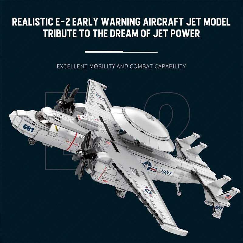 1126CS E2 Early Warning Aircraft Building Blocks Military Air Force Fighter Plane Model Bricks Desktop Ornaments Kids Toys Gift Z260305