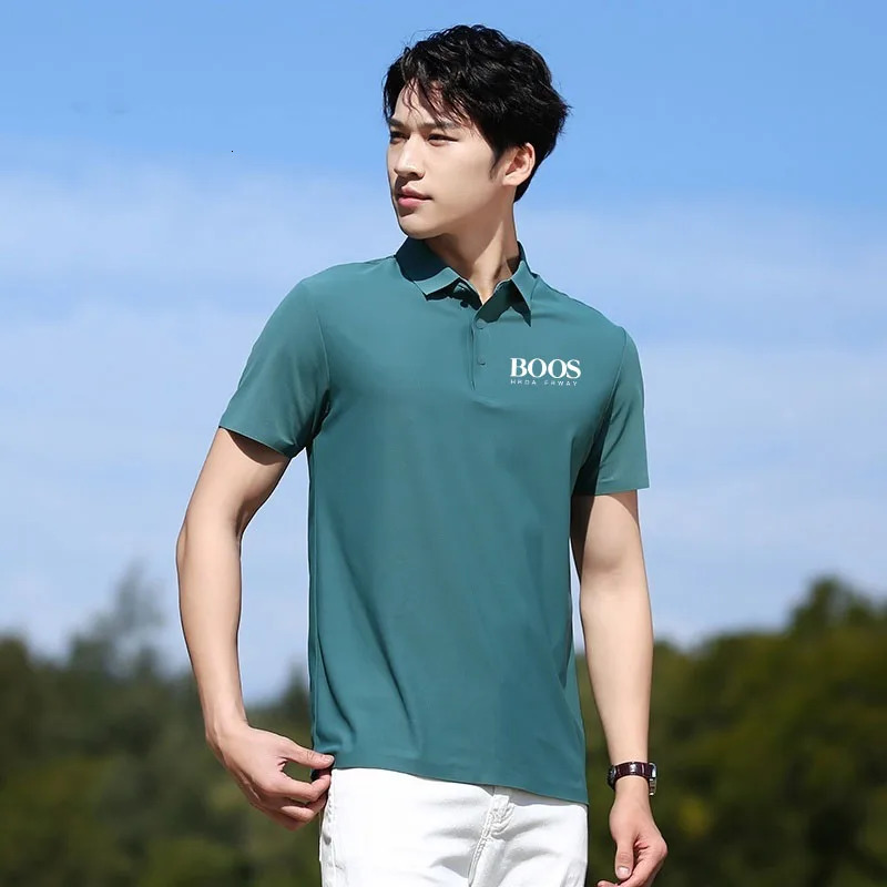 Embroidered Summer Ice Silk Polo Shirt T-Shirt Half Sleeve Non-Marking Casual Business Thin Breathable Polo Shirt for Men 260304