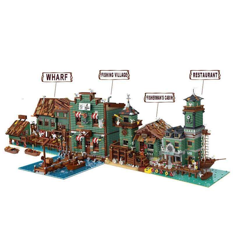 Creative Fisherman's Cabin Store Modular Building Blocks Brick Streetview Series City Architecture Model Sets Kid Toys Boys Gift Z260306