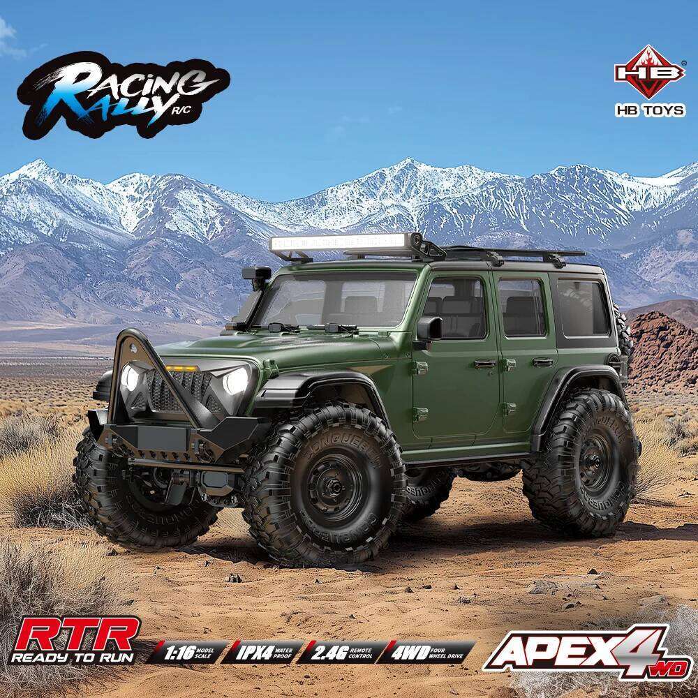 HB R1601 RC Car 1:16 2.4G 4WD Off-Road Remote Control Cars with LED Crawler Trucks Climbing Vehicle Model Toys for Kids Adult C260305