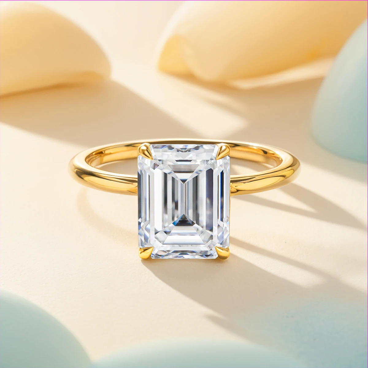 Classic 14K Gold Ring Certificate Emerald Cut Diamond Rings 1ct 2ct 3ct Au585 K Gold Wedding Fine Jewelry for Women 260302