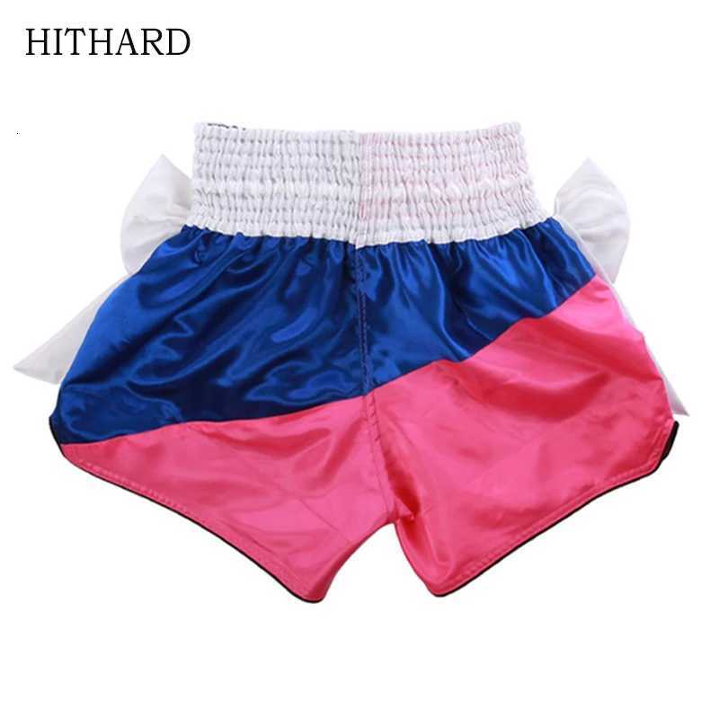 Muay Thai Shorts with Bow Ribbon Boxing Shorts Womens Men Child Grappling Thaiboxing Kickboxing Pants Fight Muay Thay Clothing X260306