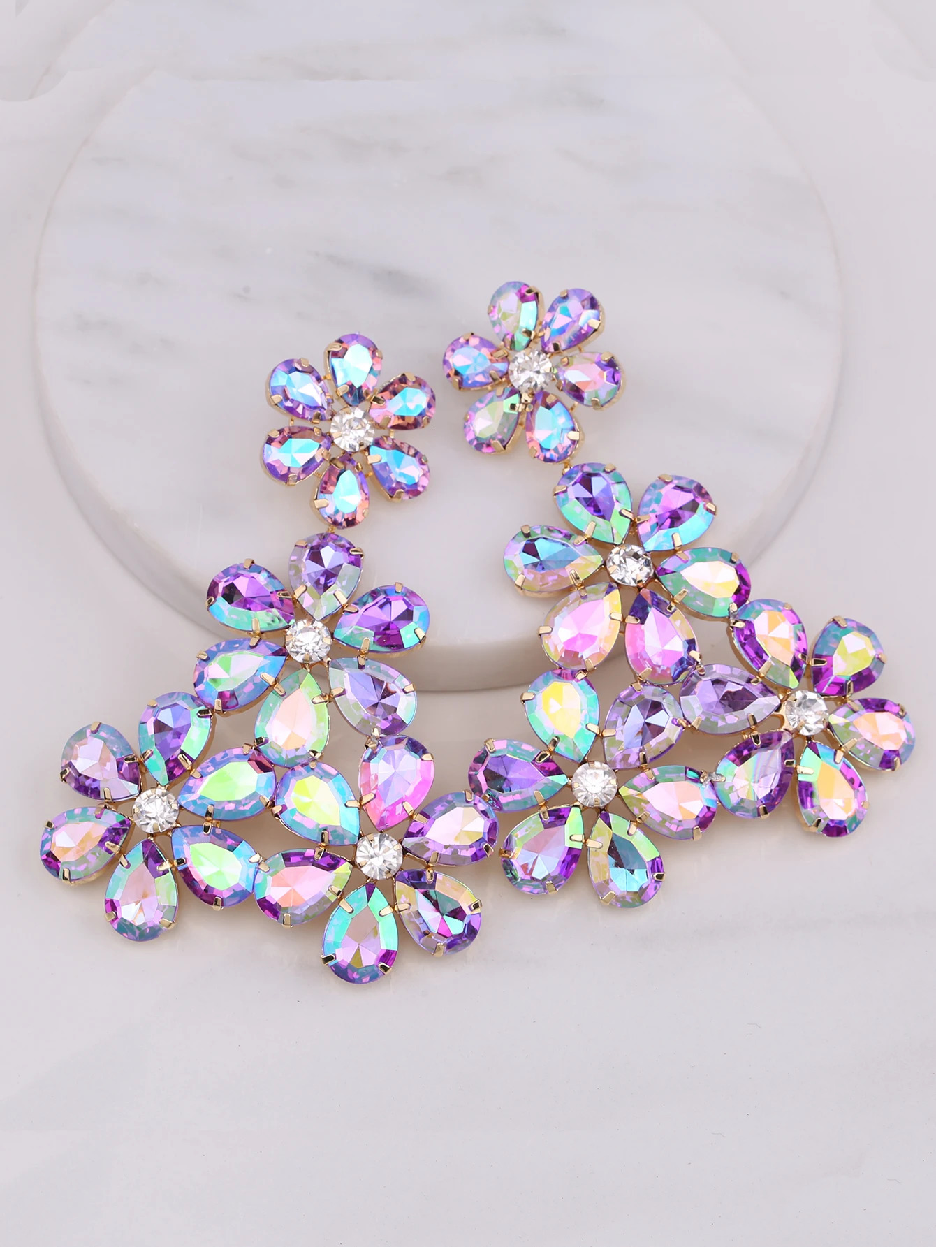 Super Exaggeration Women Big Rhinestones Dangle Drop Earrings For Women Crystal Statement Earrings Wedding Jewelry Gifts 260302