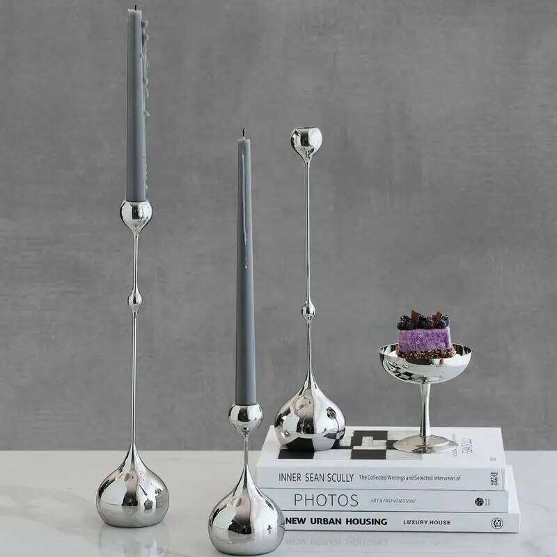 3Pcs/Set Metal Waterdrop Candle Holders Nordic Silver Candlestick Centerpiece Candelabra Living Room Ornaments Home Decore Gifts XJ260305