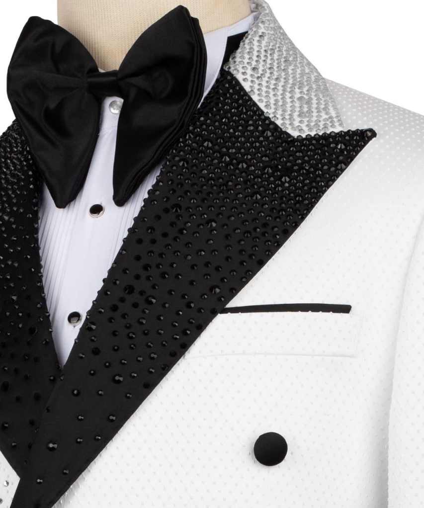 Elegant Wedding Tuxedos Beaded Double Breasted Peaked Lapel Men Suit 2 Piece Set Jacket Pant Groom Business Blazers Customized