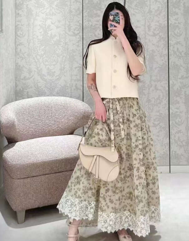 2026 Spring/Summer New A1 Women's Dress Bee Embroidered Flower Designer Fairy Lace Mesh Fresh Slimming Belt with Drawstring