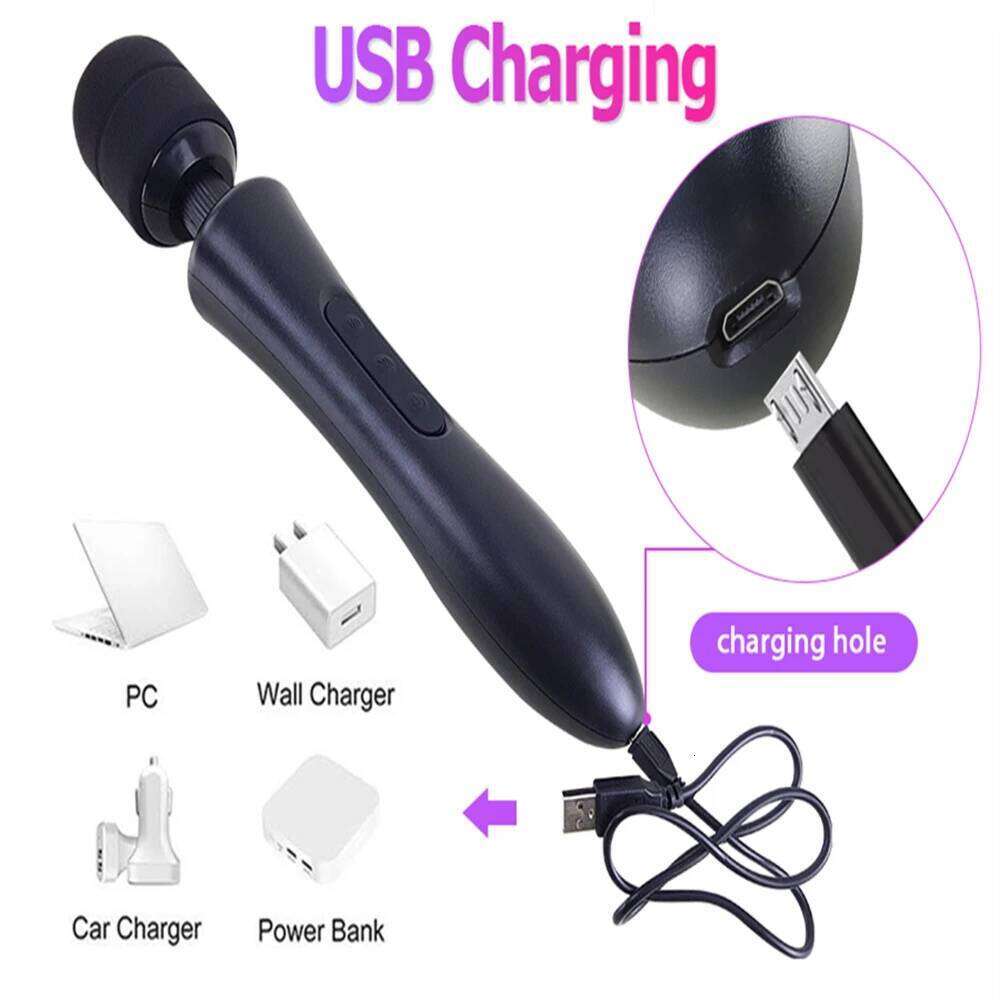 20 Modes Frequency 8 Speeds Body Vibrator Powerful magic wand AV massage sex products USB rechargeable Sex Toys for women ST090 W260305