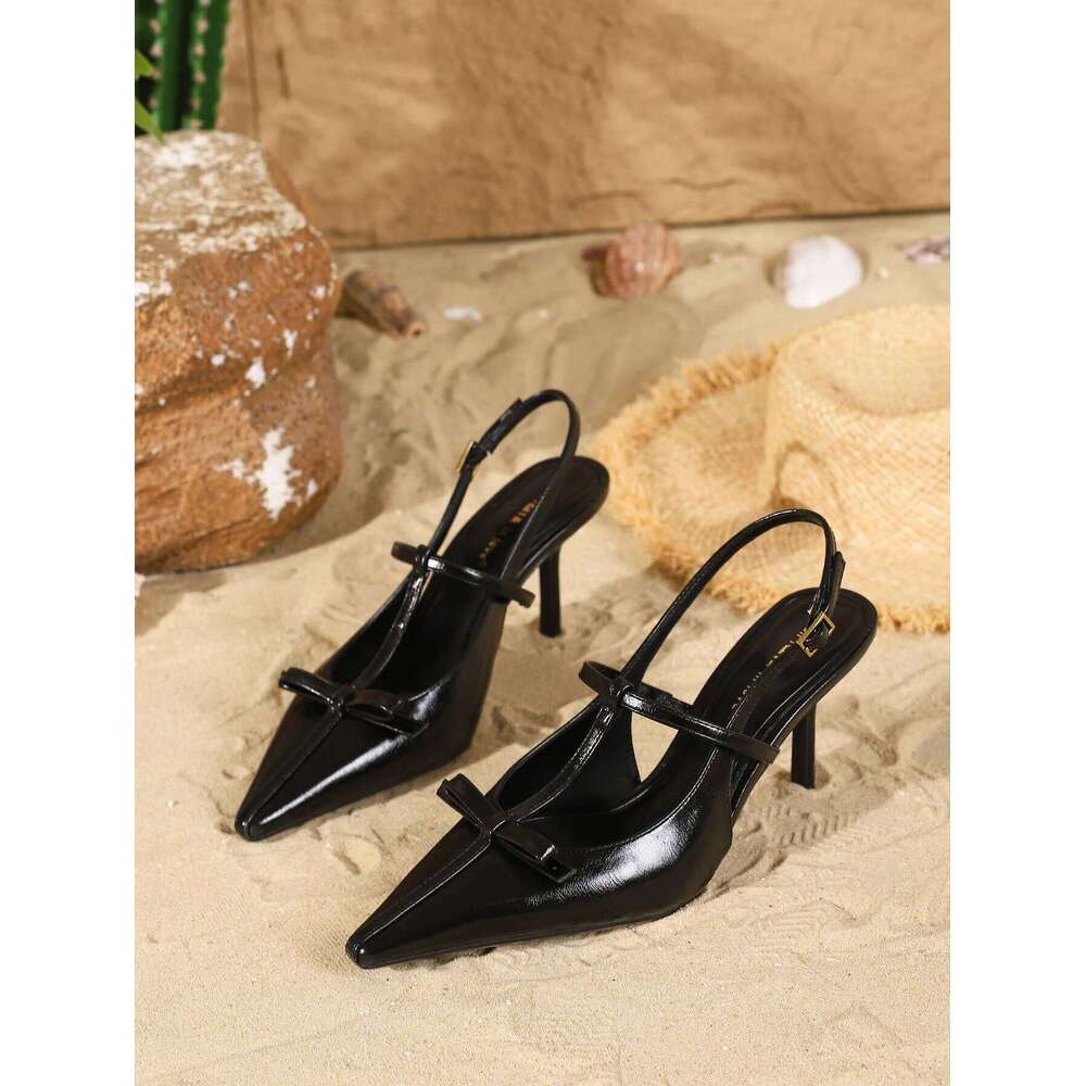 2025 Women's Single Shoes Sandals Spring Fashion Pointed Toe Slingback Summer Ladies Shallow Vamp High Heels